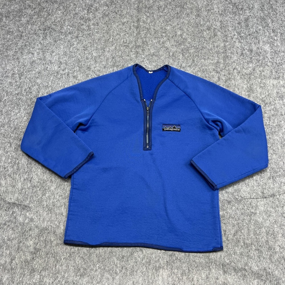 Vintage Patagonia Sweater Mens M Blue Pile Flex Half Zip Pullover Fleece 80s